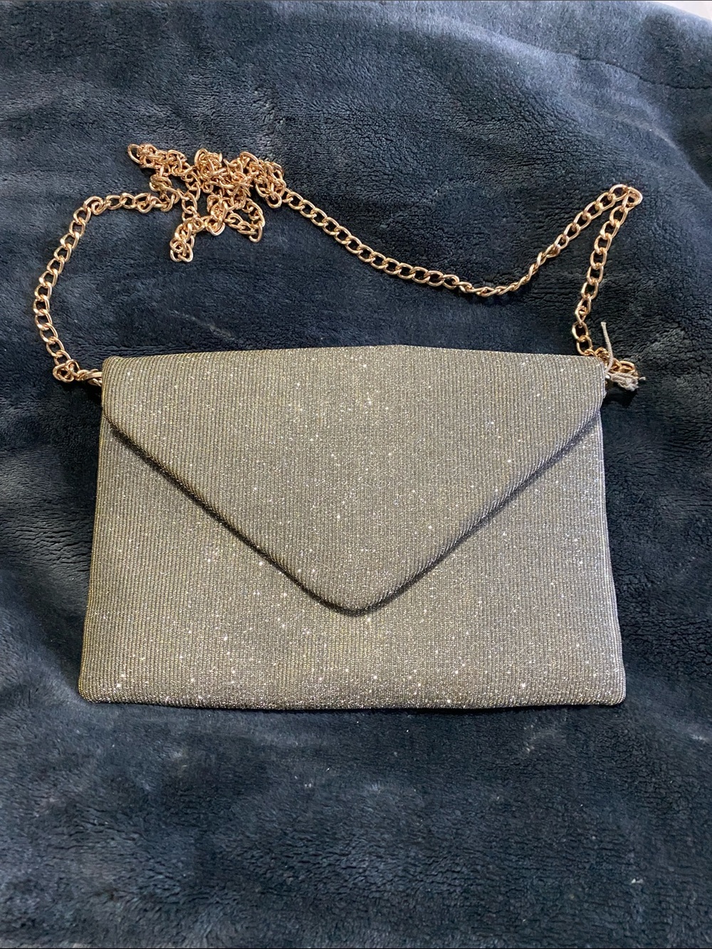 Sparkle Envelope Clutch with Gold Chain Strap